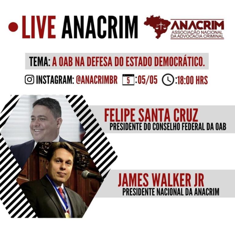 Criminalista James Walker faz Live com o Presidente do Conselho Federal da OAB
