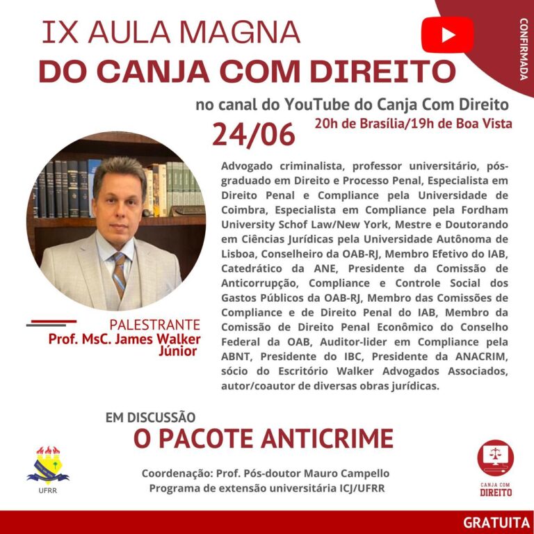 AULA MAGNA DA UNIVERSIDADE FEDERAL DE RORAIMA COM O CRIMINALISTA JAMES WALKER