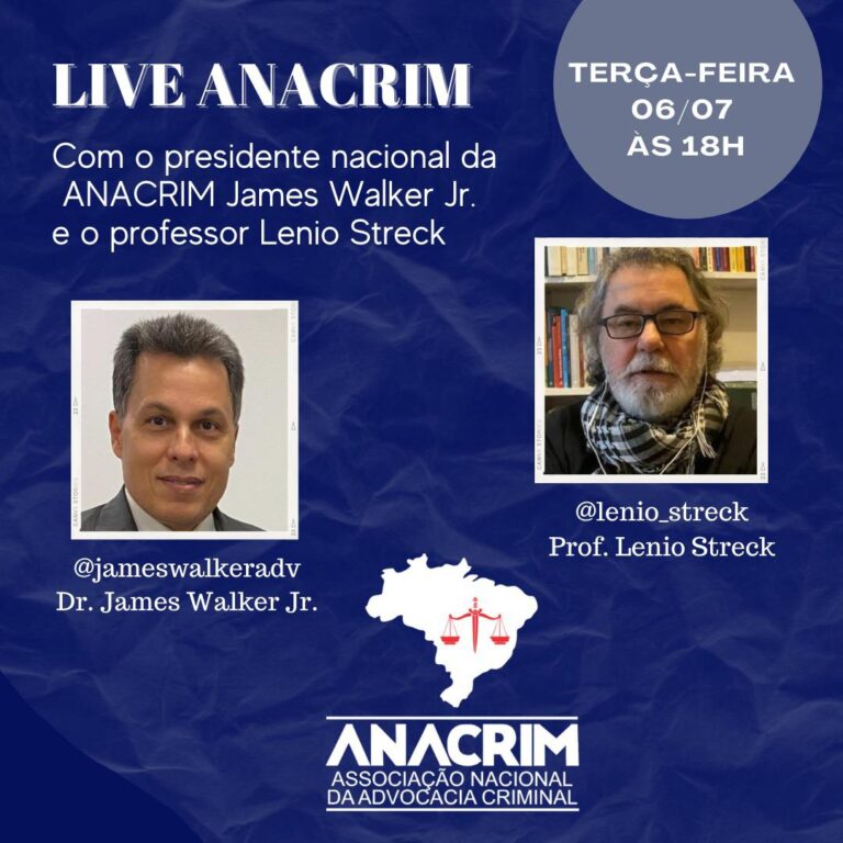 CRIMINALISTA JAMES WALKER EM LIVE COM O PROFESSOR LENIO STECK