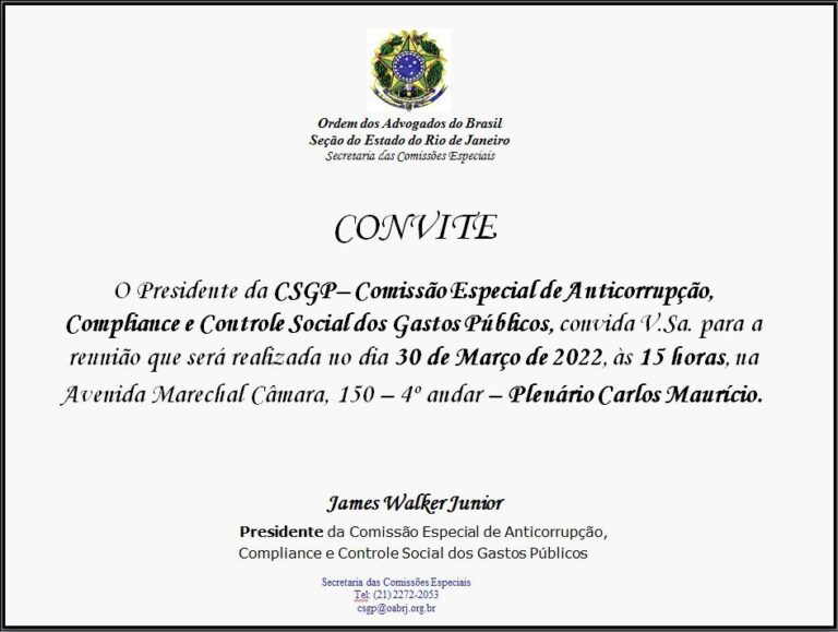 CRIMINALISTA E PROFESSOR JAMES WALKER É RECONDUZIDO À PRESIDÊNCIA DA COMISSÃO DE COMPLIANCE DA OAB-RJ
