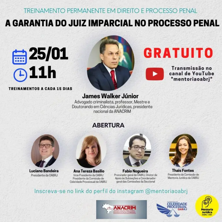 CRIMINALISTA JAMES WALKER DARÁ AULAS EM PARCERIA DA ANACRIM E A COMISSÃO DE MENTORIA DA OAB-RJ