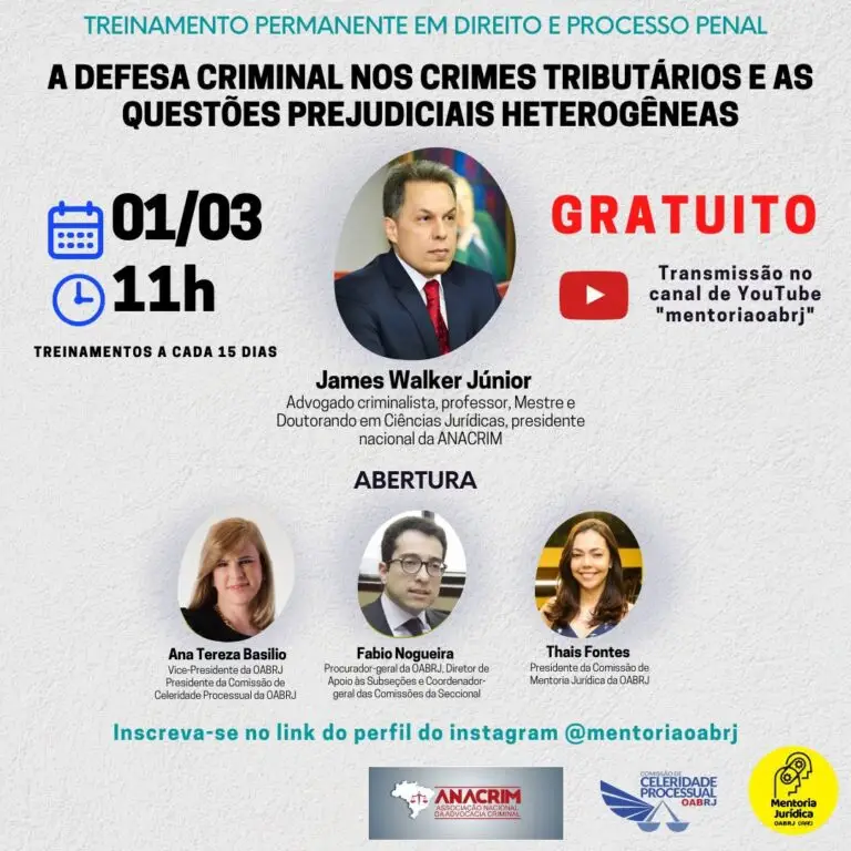 PROFESSOR JAMES WALKER EM TREINAMENTO DE DEFESA CRIMINAL